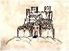 n alto la rocca con le due torri, in basso la cinta delle mura costruite per difendere il borgo, sviluppatosi intorno alla rocca.