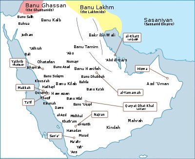 Localizzazione delle tribù arabe