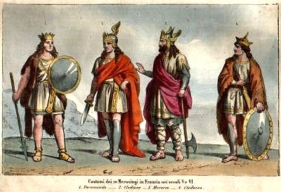 Stampa con re della dinastia merovingia