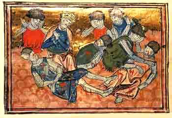 Carlomagno piange il paladino Rolando dopo Roncisvalle (affresco dell'XI secolo)